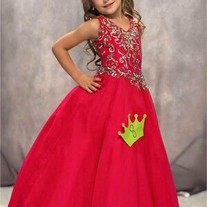Sugar Kayne Red pageant Formal Dress